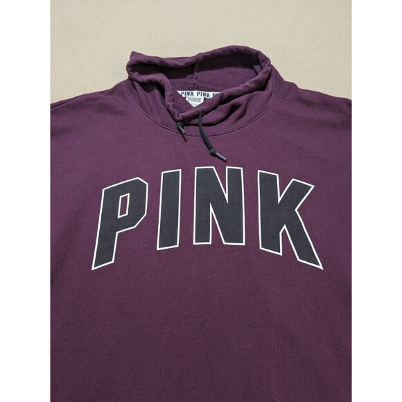 Pink by Victoria's Secret Long Sleeves Mock Neck Logo Sweatshirt Purple Size L - Picture 4 of 9
